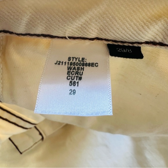 VERONICA BEARD Blake Straight Leg Jean in Ecru Contrast Stitching Size 29 - Picture 9 of 11